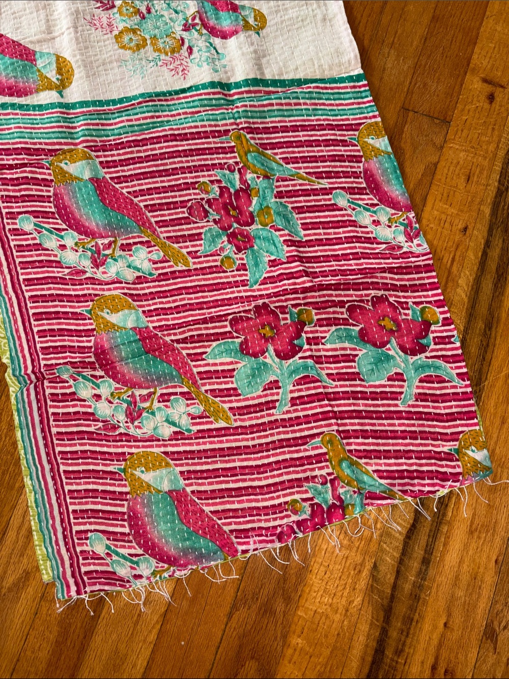 Kantha Scarf Birds #4 100% Cotton